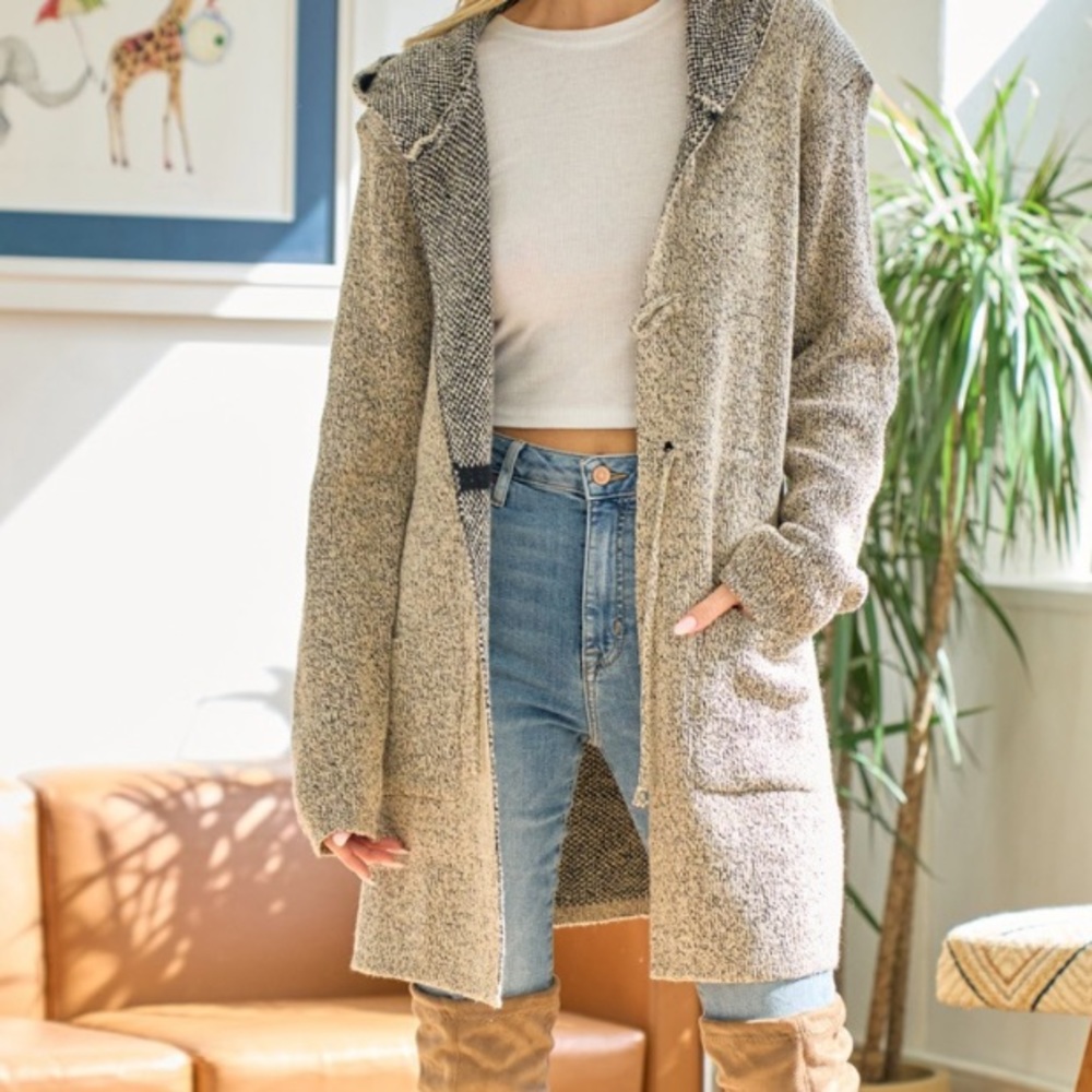 Cozy Beige Hooded Cardigan
